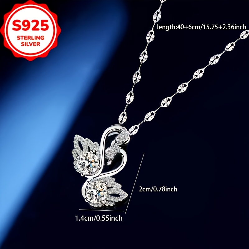 Women's 925 Silver Swan Pendant Necklace, Hypoallergenic